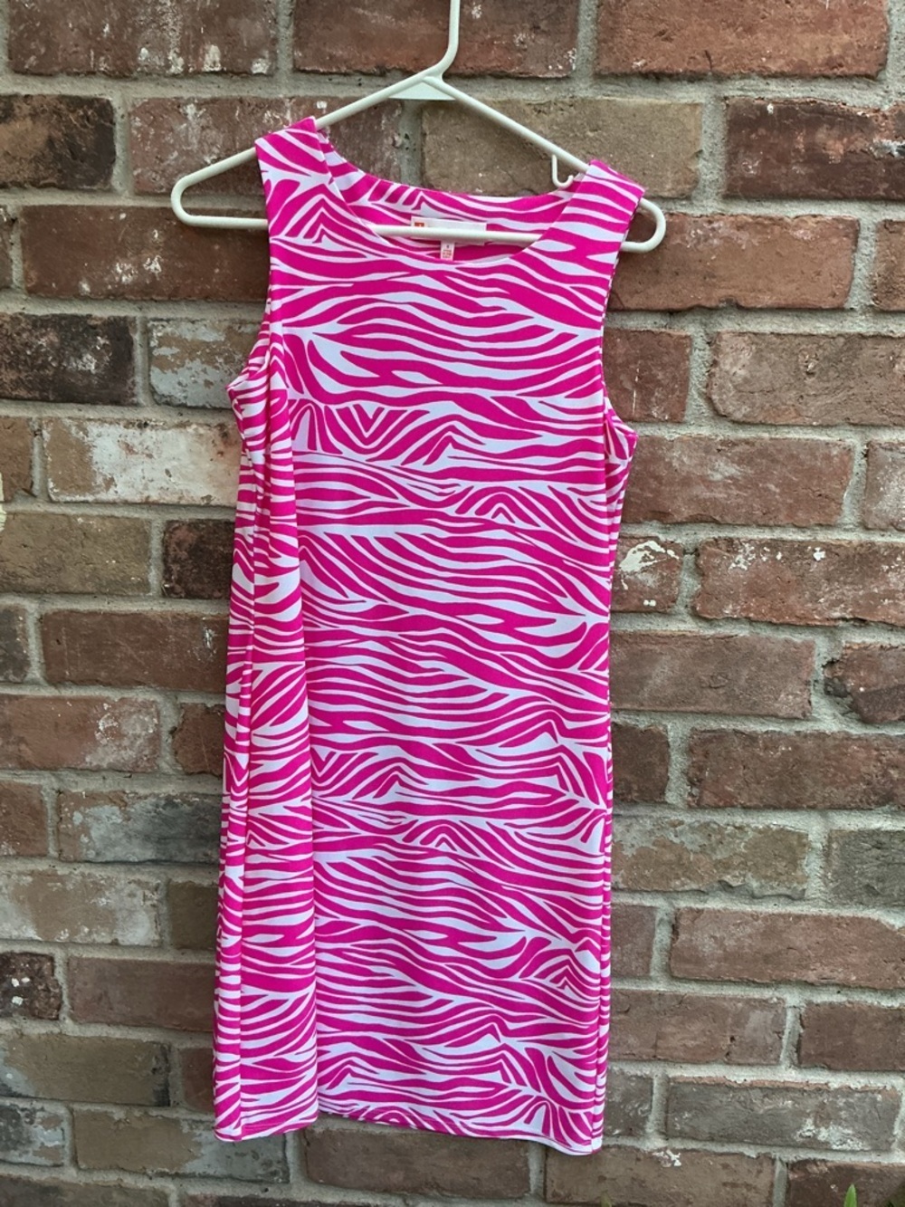 Jude Connally Pink & White Zebra Print Sleeveless Shift Dress small